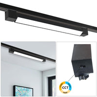 Faretto track binario monofase LED CCT 20W barra orientabile interni luce lineare resa 160W negozio vetrina ufficio 230V NERO