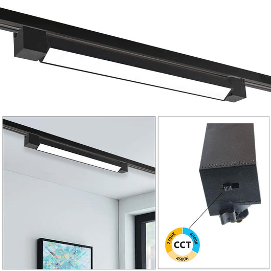 Faretto track binario monofase LED CCT 20W barra orientabile interni luce lineare resa 160W negozio vetrina ufficio 230V NERO