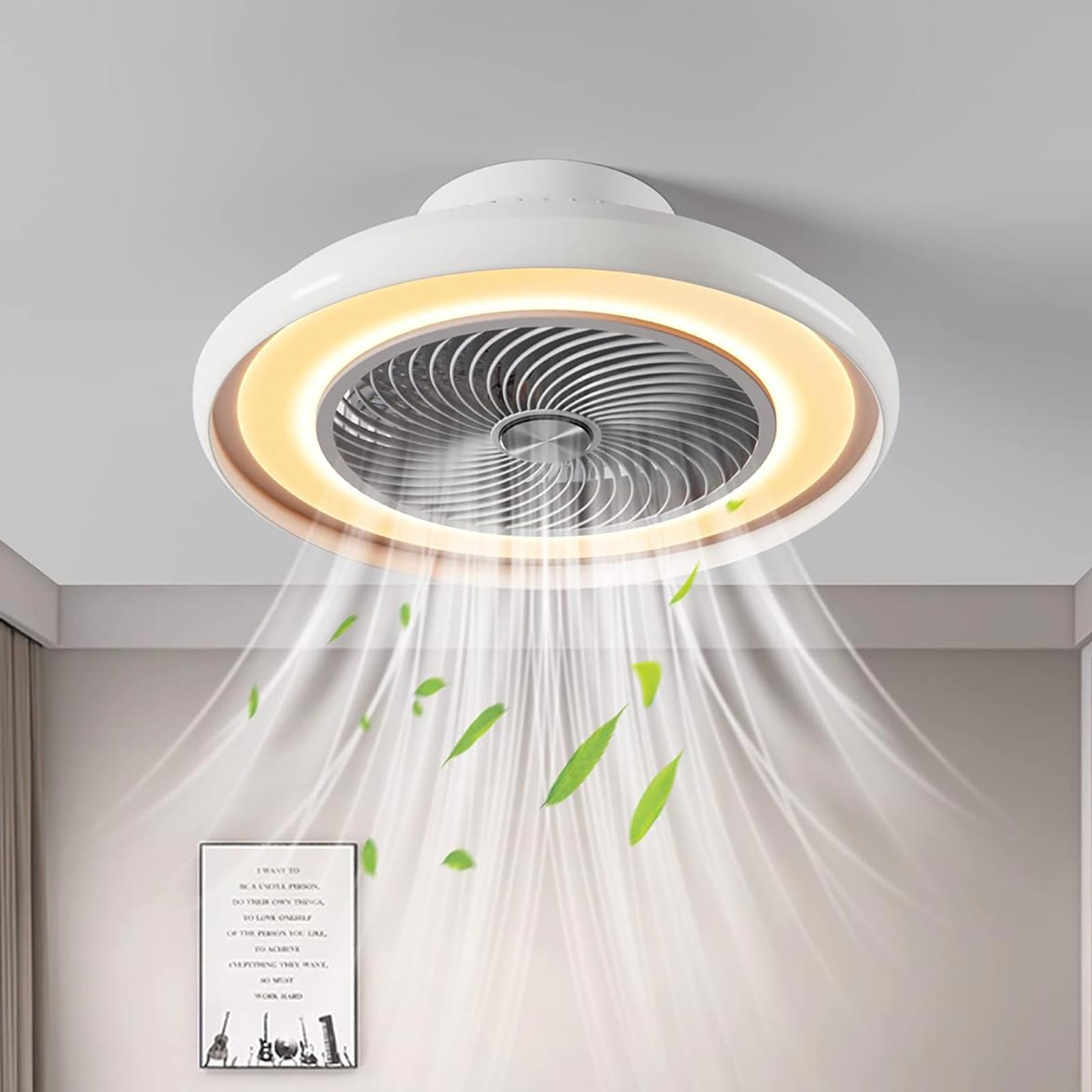 Plafoniera moderna LED CCT 62W da 3000K a 6500K resa 595W ventilatore luce dimmerabile soffitto smartphone telecomando 230V