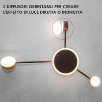 GEMINI Applique stilizzato LED 19W CCT da 3000K a 6500K lampada parete diffusori orientabili luce ufficio salone cameretta 230V