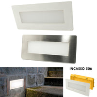 Faretto segnapassi LED 4W incasso luce muro cassetta 506 4000K bianco inox IP65