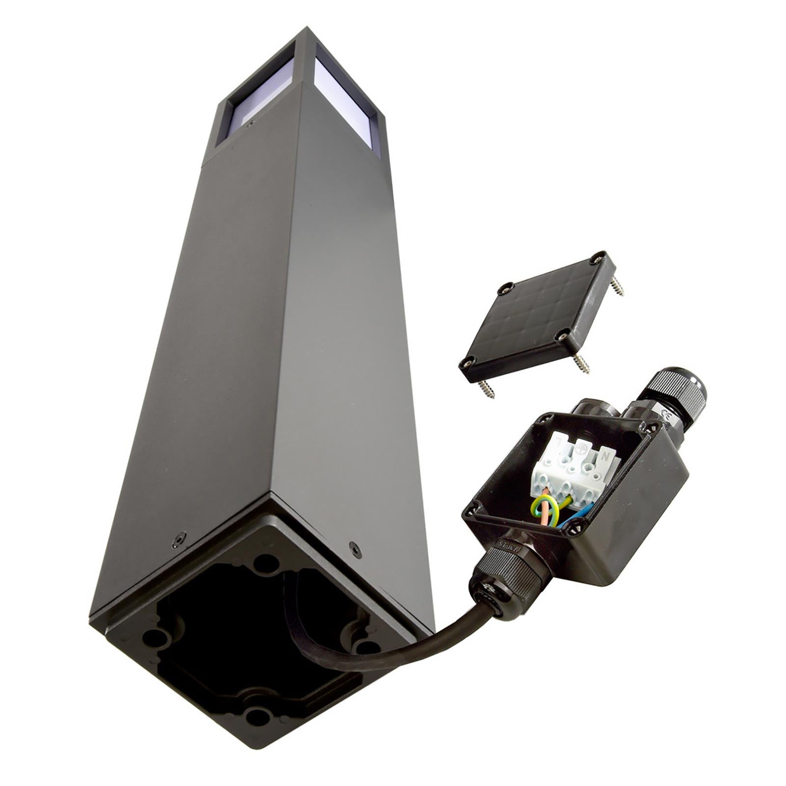 FACADO II ANGULAR Lampione da giardino lampada LED E27 IP65 palo luminoso moderno luce esterni sentiero viale 230V 100cm Grigio scuro diffusore opaco