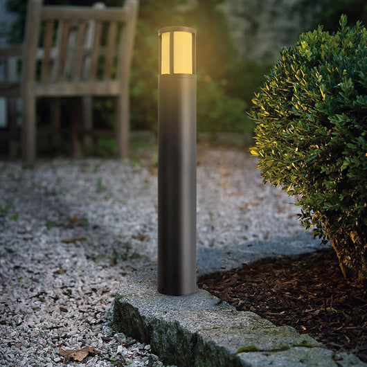 FACADO II ROUND Lampione LED E27 impermeabile IP65 palo luminoso moderno luce esterni giardino viale villa 230V 65cm Grigio scuro diffusore opaco