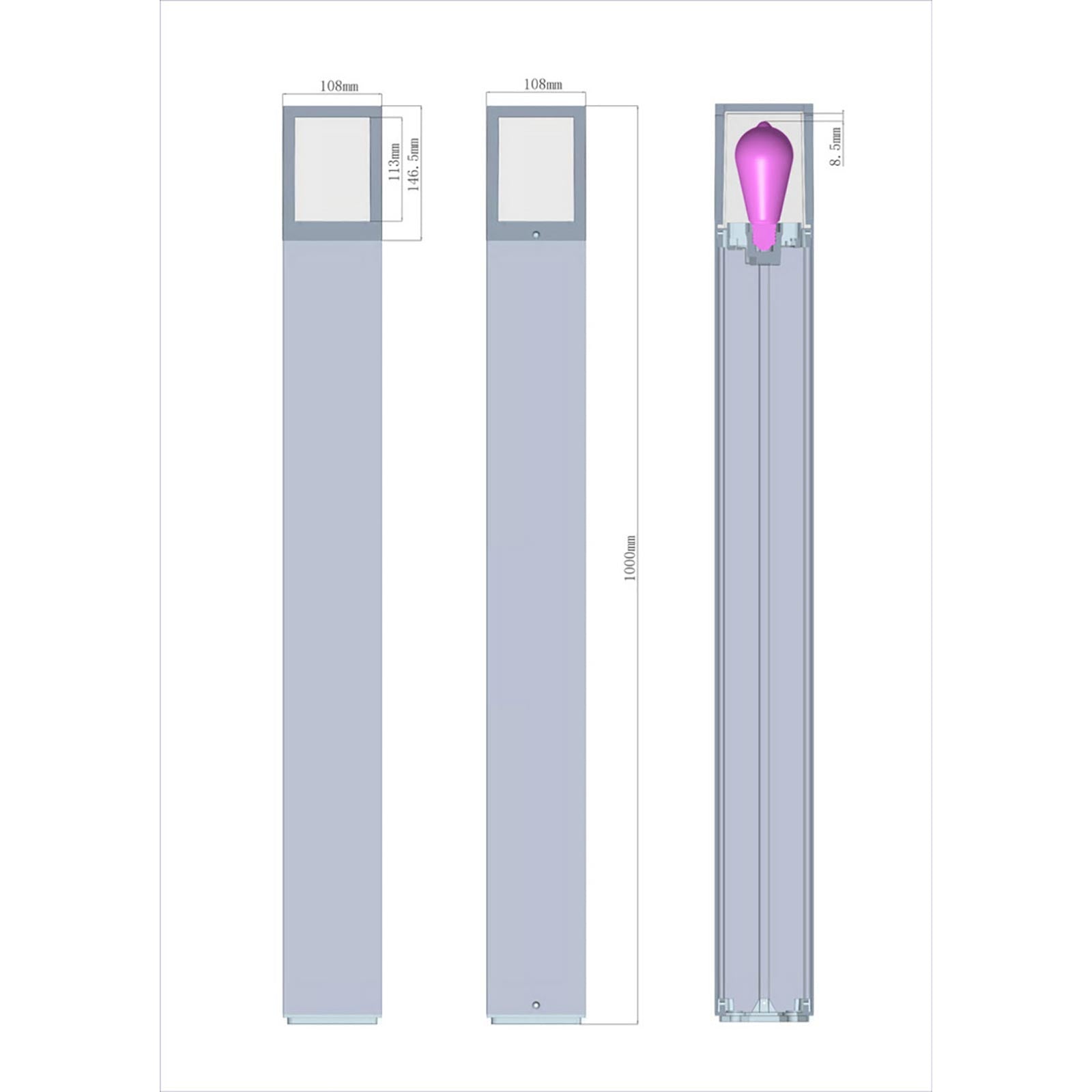 FACADO II ANGULAR Lampione da giardino lampada LED E27 IP65 palo luminoso moderno luce esterni sentiero viale 230V 100cm Grigio scuro diffusore opaco