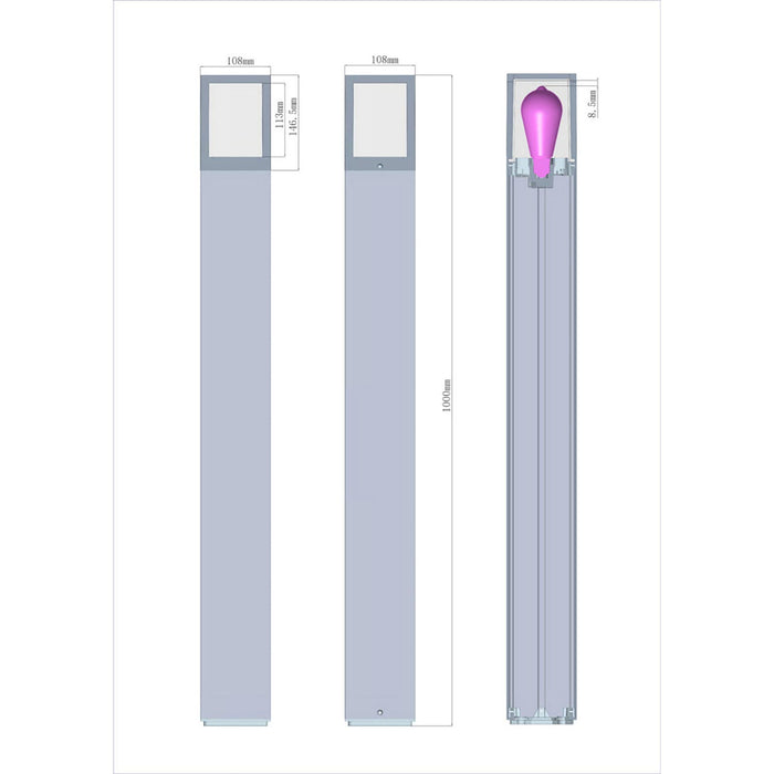 FACADO II ANGULAR Lampione da giardino lampada LED E27 IP65 palo luminoso moderno luce esterni sentiero viale 230V 100cm Grigio scuro diffusore opaco