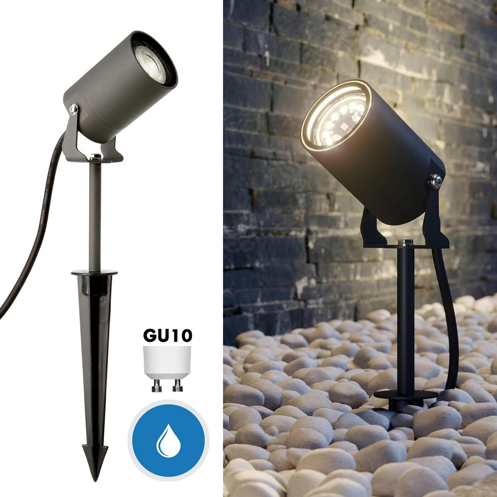 SPIKY Faretto picchetto LED SPOT IP65 lampada GU10 segnapassi orientabile luce alberi cespugli piante giardino facciate 230V