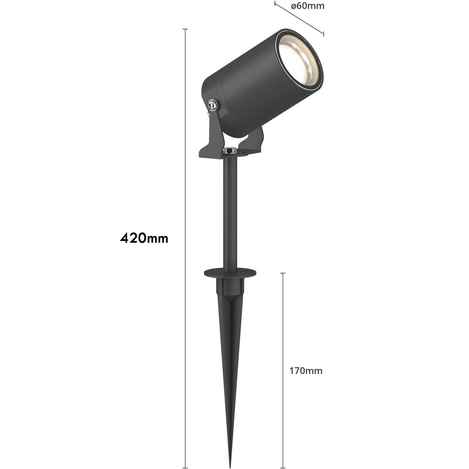 SPIKY Faretto picchetto LED SPOT IP65 lampada GU10 segnapassi orientabile luce alberi cespugli piante giardino facciate 230V