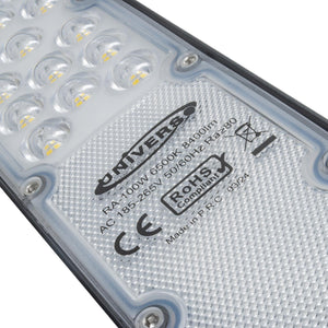 Faro armatura stradale SLIM IP65 lampione LED 100W basculante inclinabile 90 gradi luce esterni viale giardino 8400lm 230V