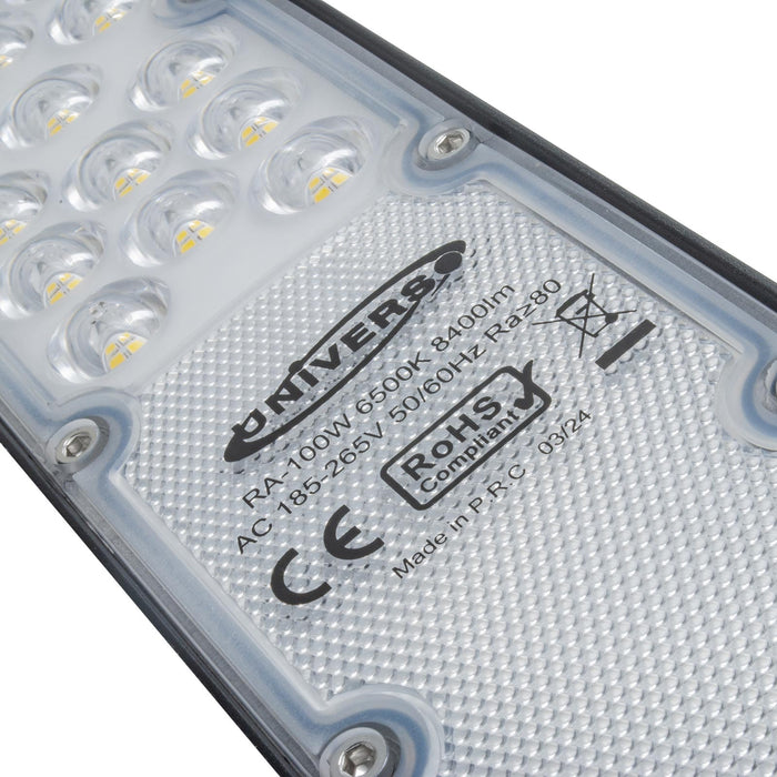 Faro armatura stradale SLIM IP65 lampione LED 100W basculante inclinabile 90 gradi luce esterni viale giardino 8400lm 230V