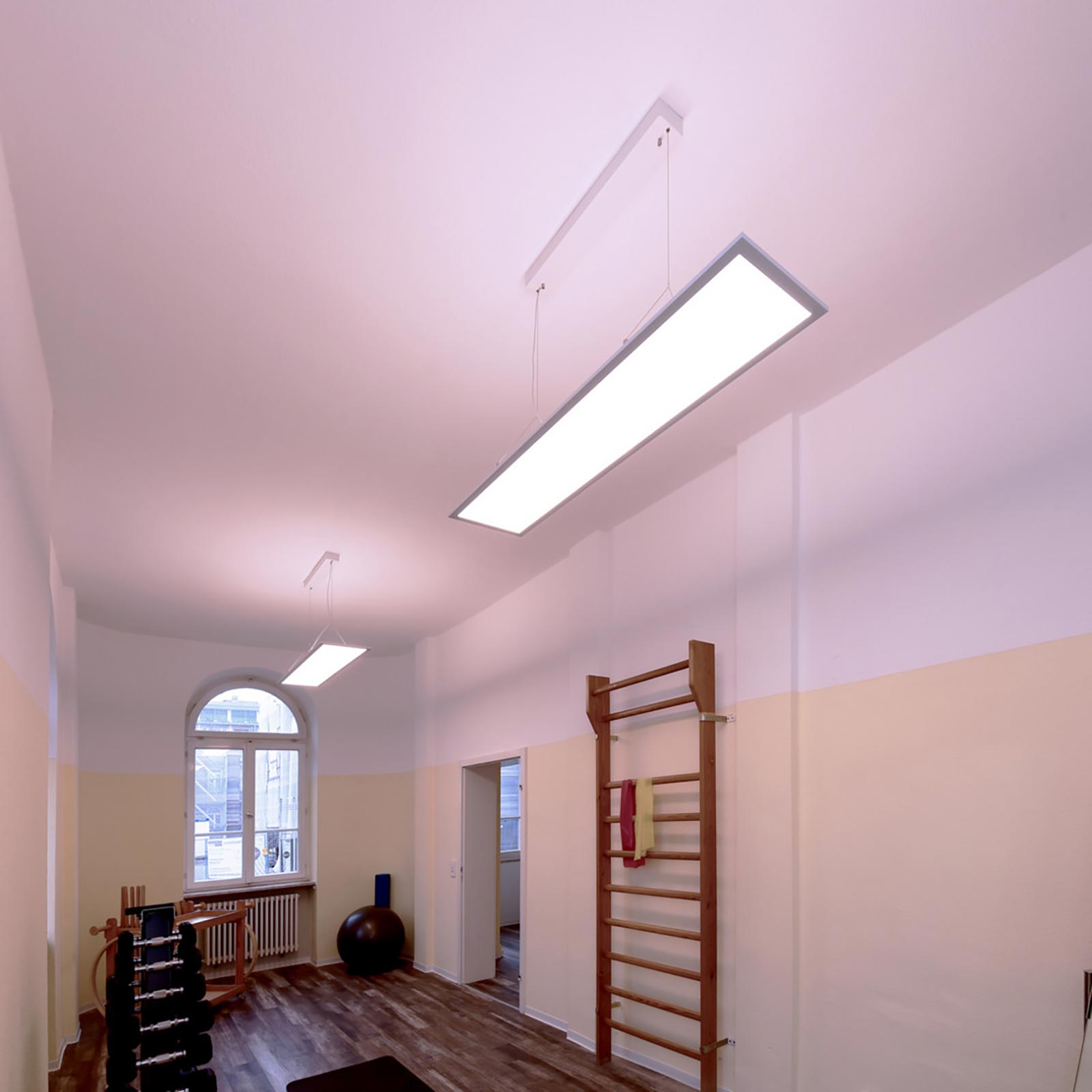 Lampada sospensione DIMMERABILE LED 50W CCT 3000K 4000K lampadario pendente luce ufficio palestra sala conferenze 6000lm 230V GRIGO