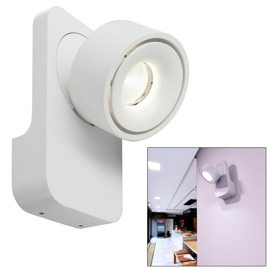 UNI II Applique parete muro LED 12W faretto soffitto orientabile dimmerabile RA90 3000K luci vetrina negozio corridoio angolo luce 35' BIANCO