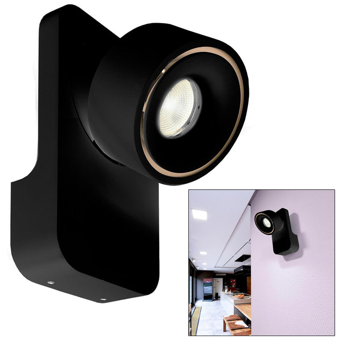 UNI II Applique parete muro LED 12W faretto soffitto orientabile dimmerabile RA90 3000K luci vetrina negozio corridoio angolo luce 35' NERO