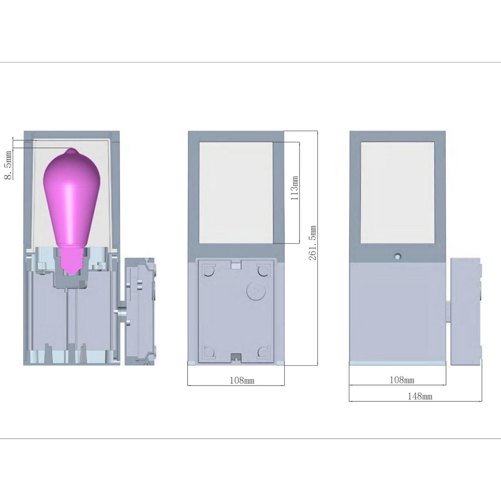 Applique da giardino LED E27 lampada moderna IP65 luce parete esterni ingresso balcone terrazzo FACADO II ANGULAR diffusore VETRO FUME'