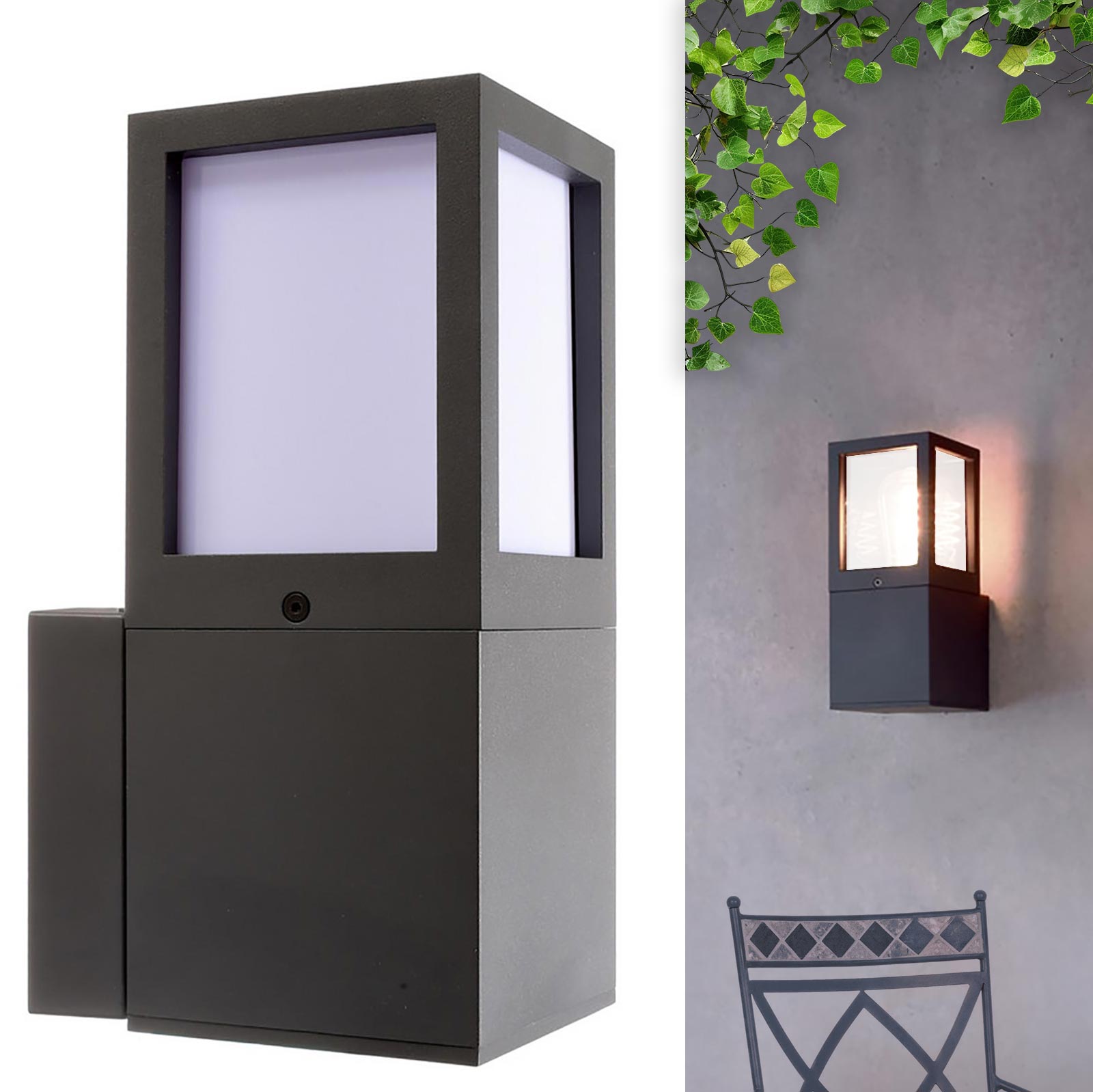 Applique da giardino LED E27 lampada moderna IP65 luce parete esterni ingresso balcone terrazzo FACADO II ANGULAR diffusore OPACO