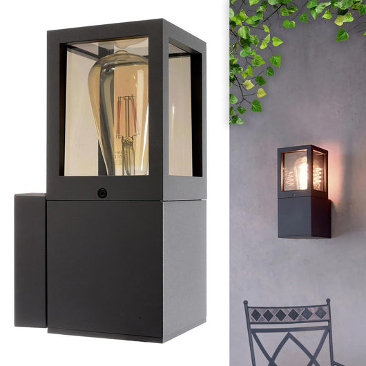 Applique da giardino LED E27 lampada moderna IP65 luce parete esterni ingresso balcone terrazzo FACADO II ANGULAR diffusore VETRO FUME'