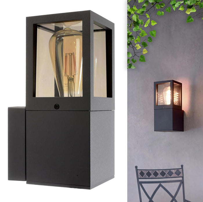 Applique da giardino LED E27 lampada moderna IP65 luce parete esterni ingresso balcone terrazzo FACADO II ANGULAR diffusore VETRO FUME'