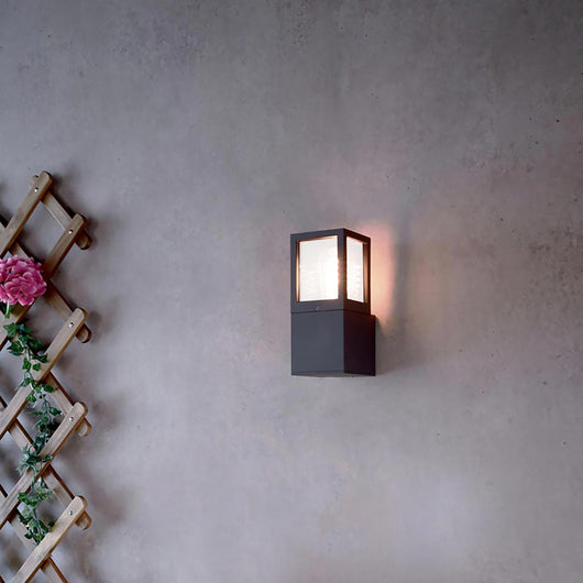 Applique da giardino LED E27 lampada moderna IP65 luce parete esterni ingresso balcone terrazzo FACADO II ANGULAR diffusore OPACO