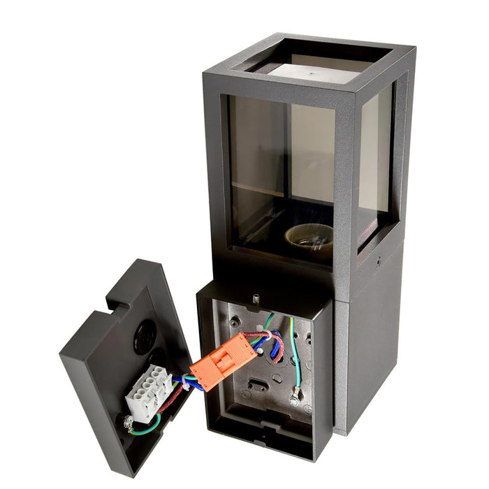 Applique da giardino LED E27 lampada moderna IP65 luce parete esterni ingresso balcone terrazzo FACADO II ANGULAR diffusore VETRO FUME'