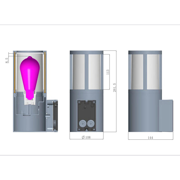 Applique lampada moderna parete LED E27 IP65 luce esterni muro giardino ingresso balcone terrazzo FACADO II ROUND GRIGIO SCURO FUME'