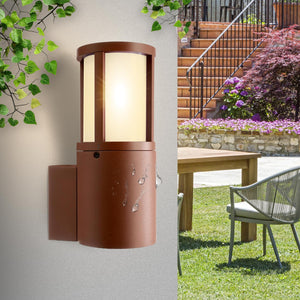 Applique lampada moderna parete LED E27 IP65 luce esterni muro giardino ingresso balcone terrazzo FACADO II ROUND GRIGIO CORTEN OPACO
