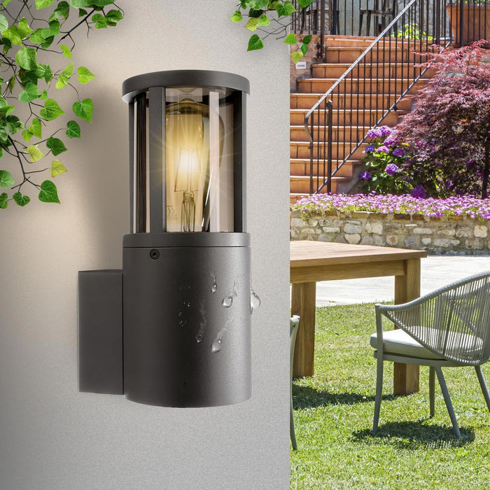 Applique lampada moderna parete LED E27 IP65 luce esterni muro giardino ingresso balcone terrazzo FACADO II ROUND GRIGIO SCURO FUME'