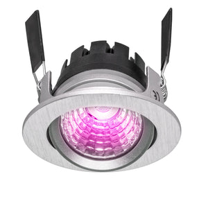 Faretto spot incasso multicolore dimmerabile LED 8W RGBW RGB 3000K DMX 24V tondo orientabile cromoterapia interni luce colorata soffitto SILVER