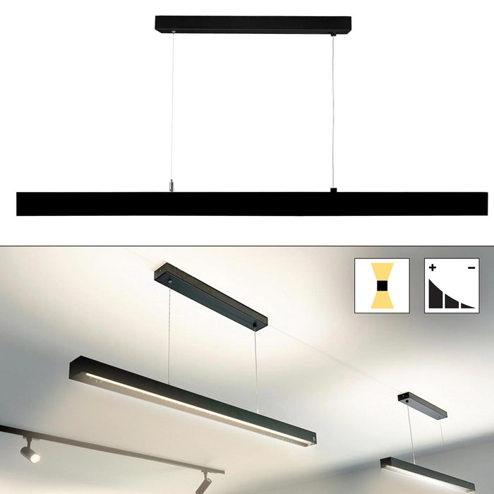 Lampadario LED 60W dimmerabile pendente barra sospensione doppia emissione 4000K luce indiretta scrivania ufficio NERO