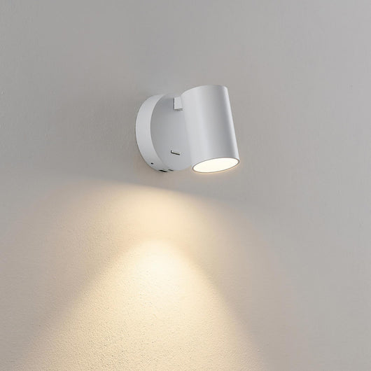 Applique lampada lettura comodino GU10 orientabile USB ricarica smartphone ON/OFF luce camera letto soggiorno BIANCO