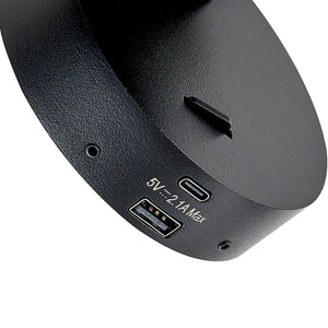 Applique lampada lettura comodino GU10 orientabile USB ricarica smartphone ON/OFF luce camera letto soggiorno NERO