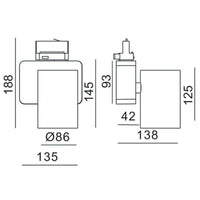 Faretto binario trifase LED 33W dimmerabile alta resa proiettore track luce orientabile illuminazione negozio vetrina RA90 BIANCO 3000K