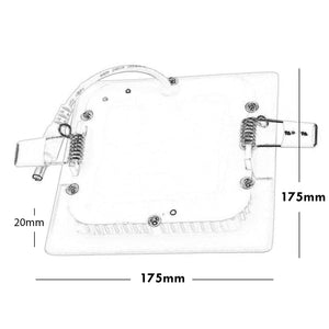 Faretto incasso LED 12W pannello quadrato slim interruttore CCT da 3000K a 6500K luce negozio ufficio foro 15cm