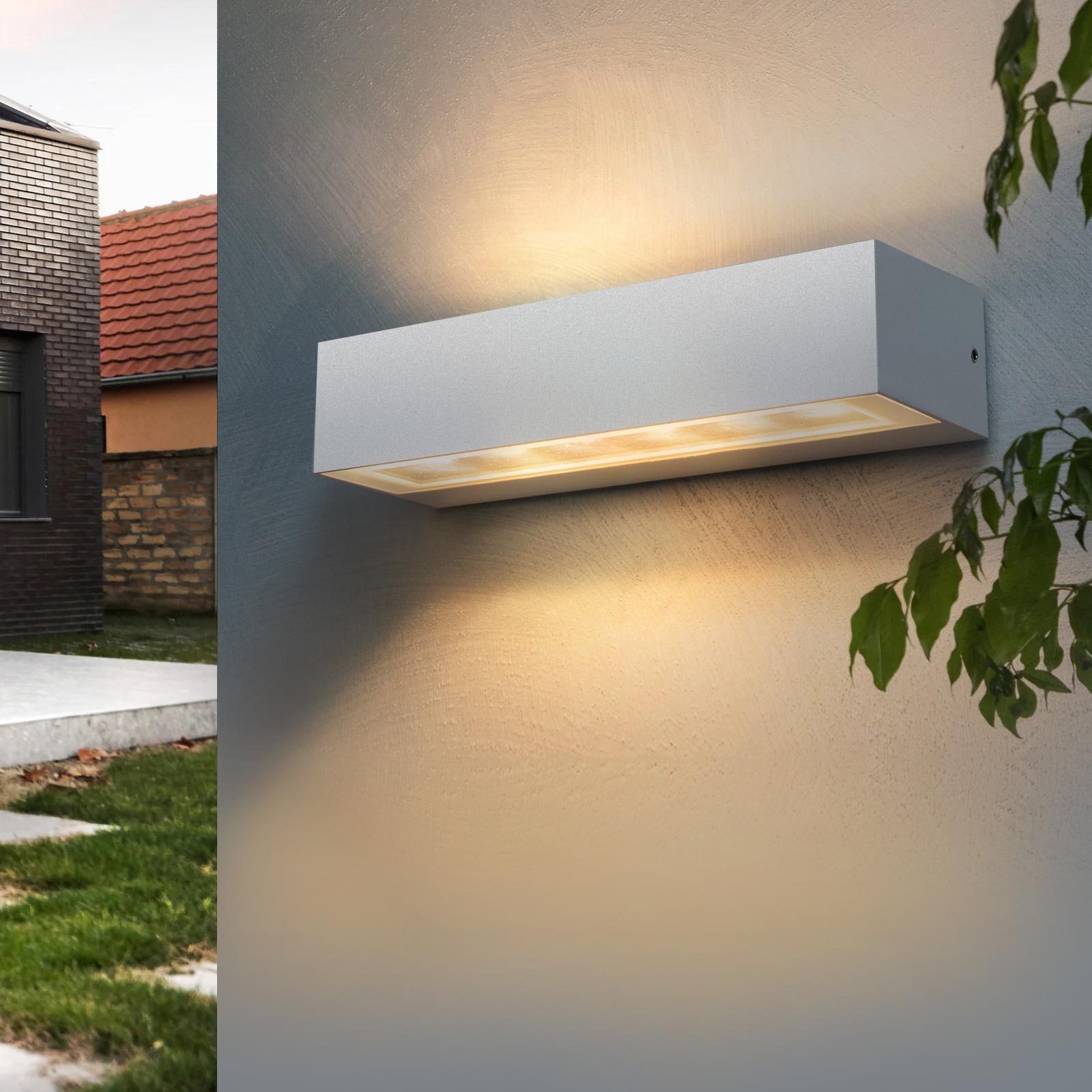 Applique parete per esterno impermeabile IP65 doppio fascio LED 14W interruttore CCT da 3000K a 6500K luce balcone ingresso BIANCO