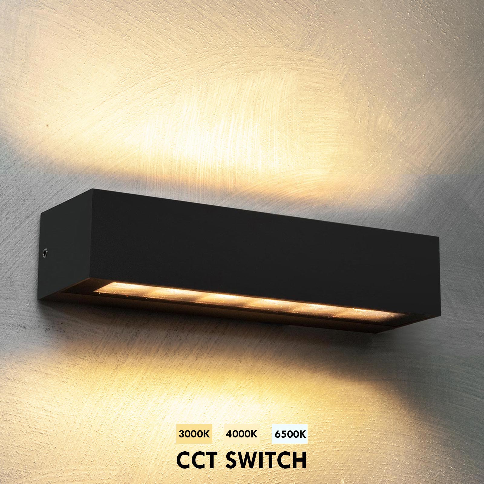 Applique parete per esterno impermeabile IP65 doppio fascio LED 14W interruttore CCT da 3000K a 6500K luce balcone ingresso GRIGIO SCURO