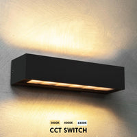 Applique parete per esterno impermeabile IP65 doppio fascio LED 14W interruttore CCT da 3000K a 6500K luce balcone ingresso GRIGIO SCURO