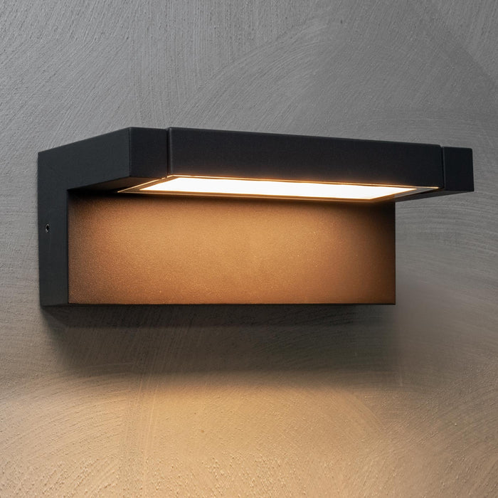 Applique da parete esterno LED 21W IP65 interruttore CCT da 3000K a 6500K diffusore vetro orientabile luce giardino balcone ingresso 230V GRIGIO SCURO