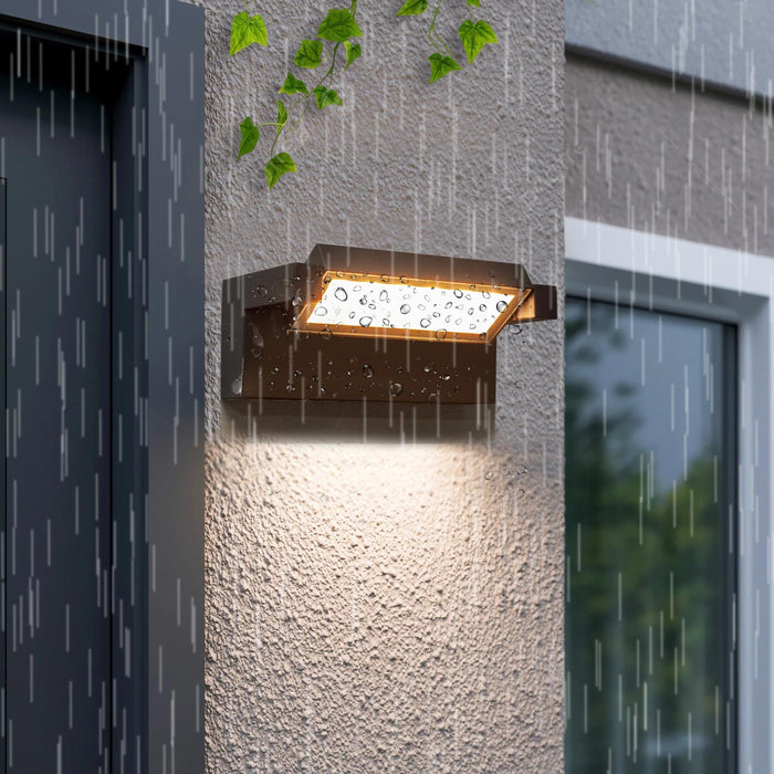 Applique da parete esterno LED 21W IP65 interruttore CCT da 3000K a 6500K diffusore vetro orientabile luce giardino balcone ingresso 230V GRIGIO SCURO