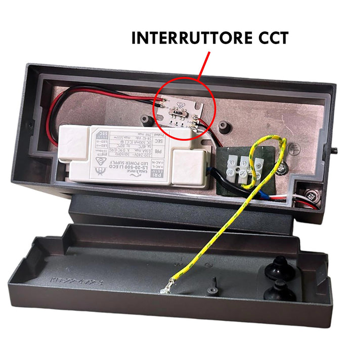 Applique da parete esterno LED 21W IP65 interruttore CCT da 3000K a 6500K diffusore vetro orientabile luce giardino balcone ingresso 230V GRIGIO SCURO