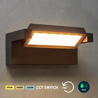 Applique da parete esterno LED 21W IP65 interruttore CCT da 3000K a 6500K diffusore vetro orientabile luce giardino balcone ingresso 230V GRIGIO SCURO