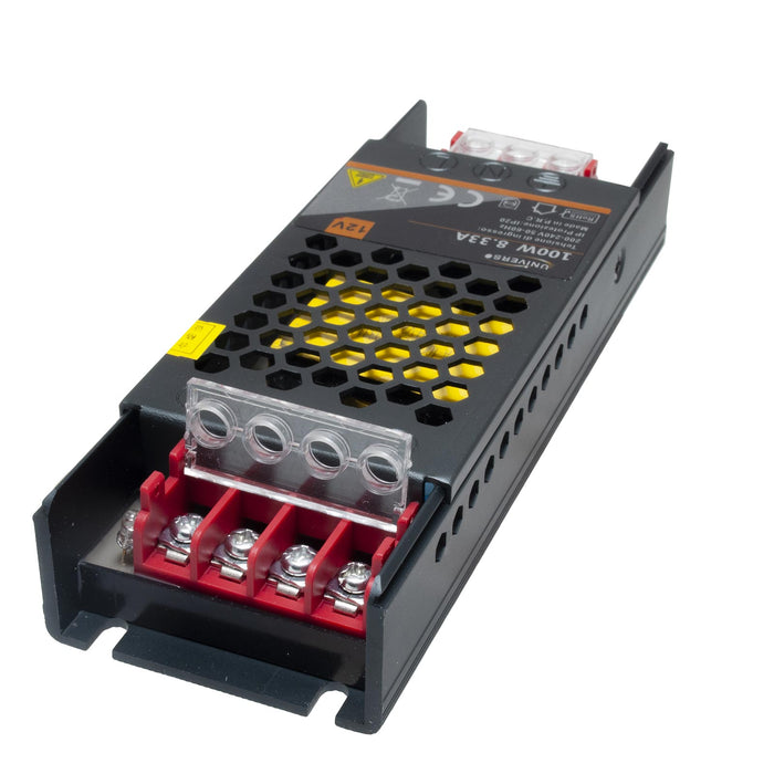 Alimentatore telecamere dvr strip LED 100W slim da 230V a 12V trasformatore 8.3A strisce