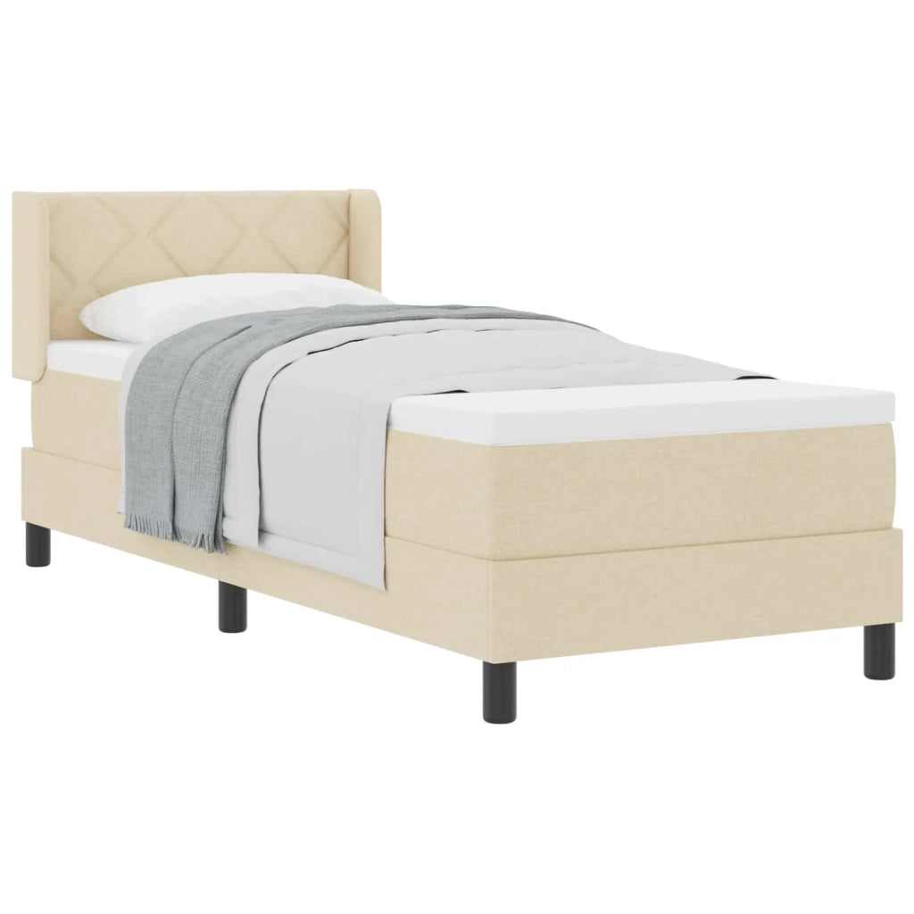 Letto a molle con testiera Crema 200 x 80 cm Tessuto 3341137