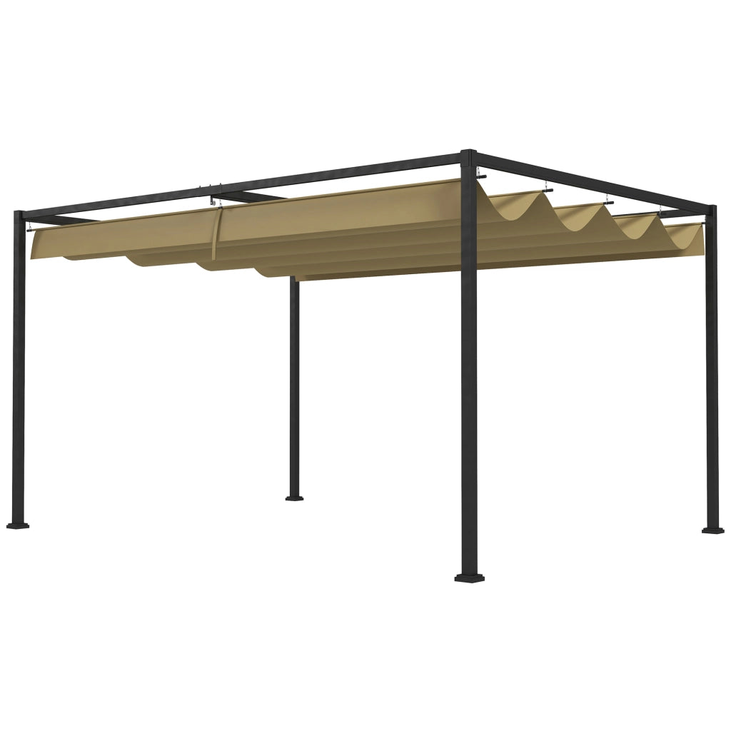 Pergola retrattile scorrevole 3x2 m ¨C zephmum ¨C struttura in metallo antiruggine, tessuto in poliestere kaki