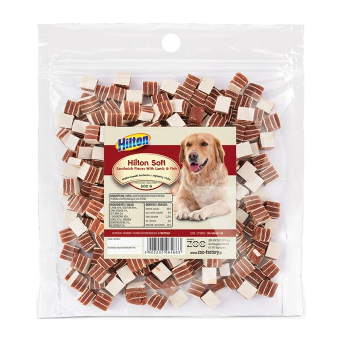 Pezzi di panino HILTON con agnello e pesce - Snack per cani - 500 g