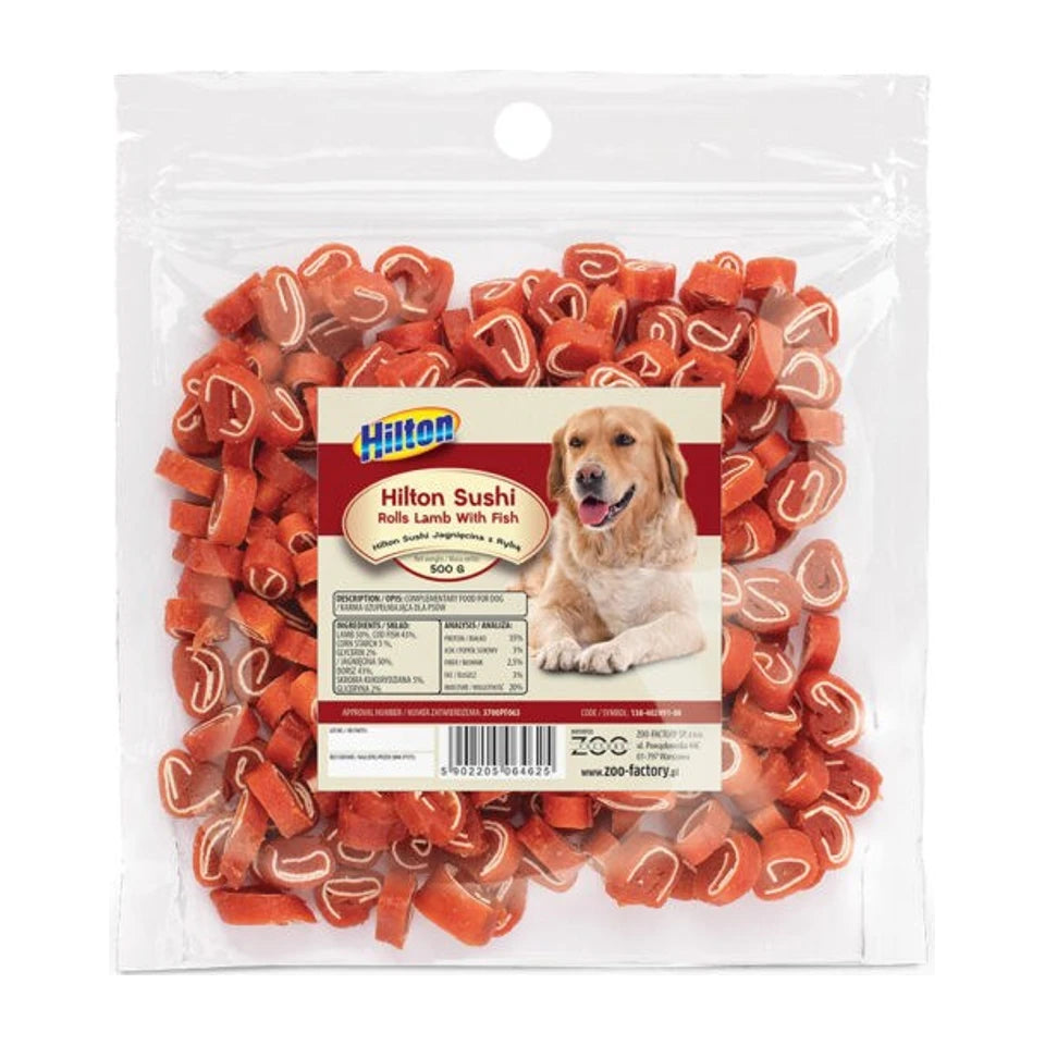 Rotoli di sushi HILTON agnello con pesce - Snack per cani - 500 g