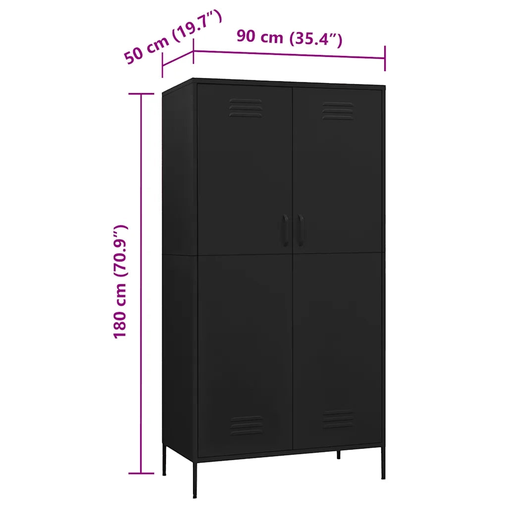 Armadio Nero 90x50x180 cm in Acciaio
