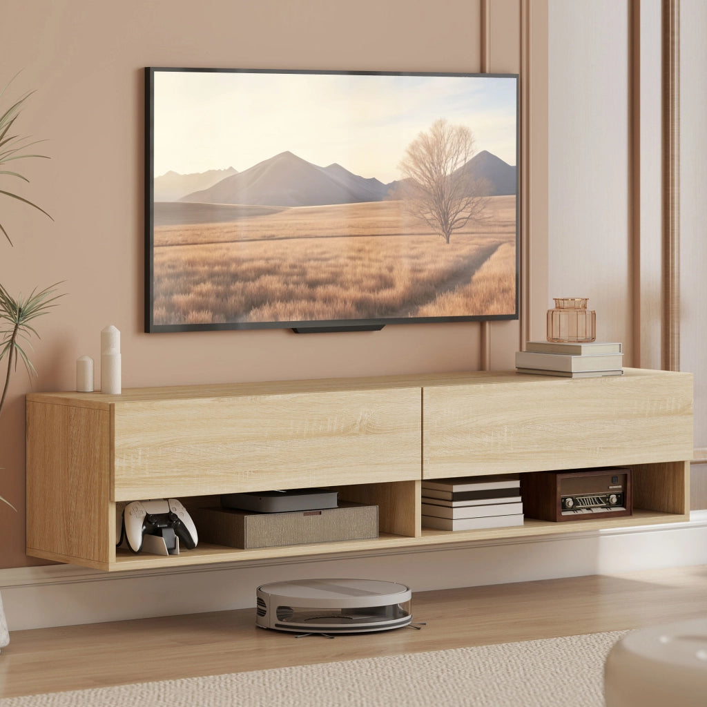Mobile TV Sospeso ¨C zephmum ¨C Legno Naturale 140x32x31 cm