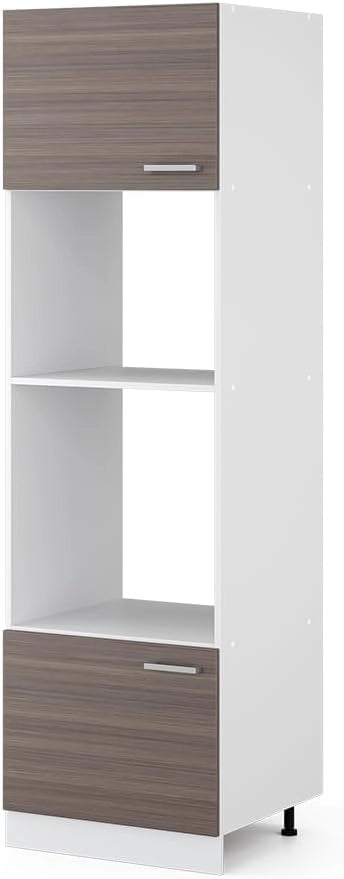 Dispensa universale R-Line, Antracite lucido, 60 cm con ripiani e ante a giorno, per la conservazione di utensili domestici e scorte