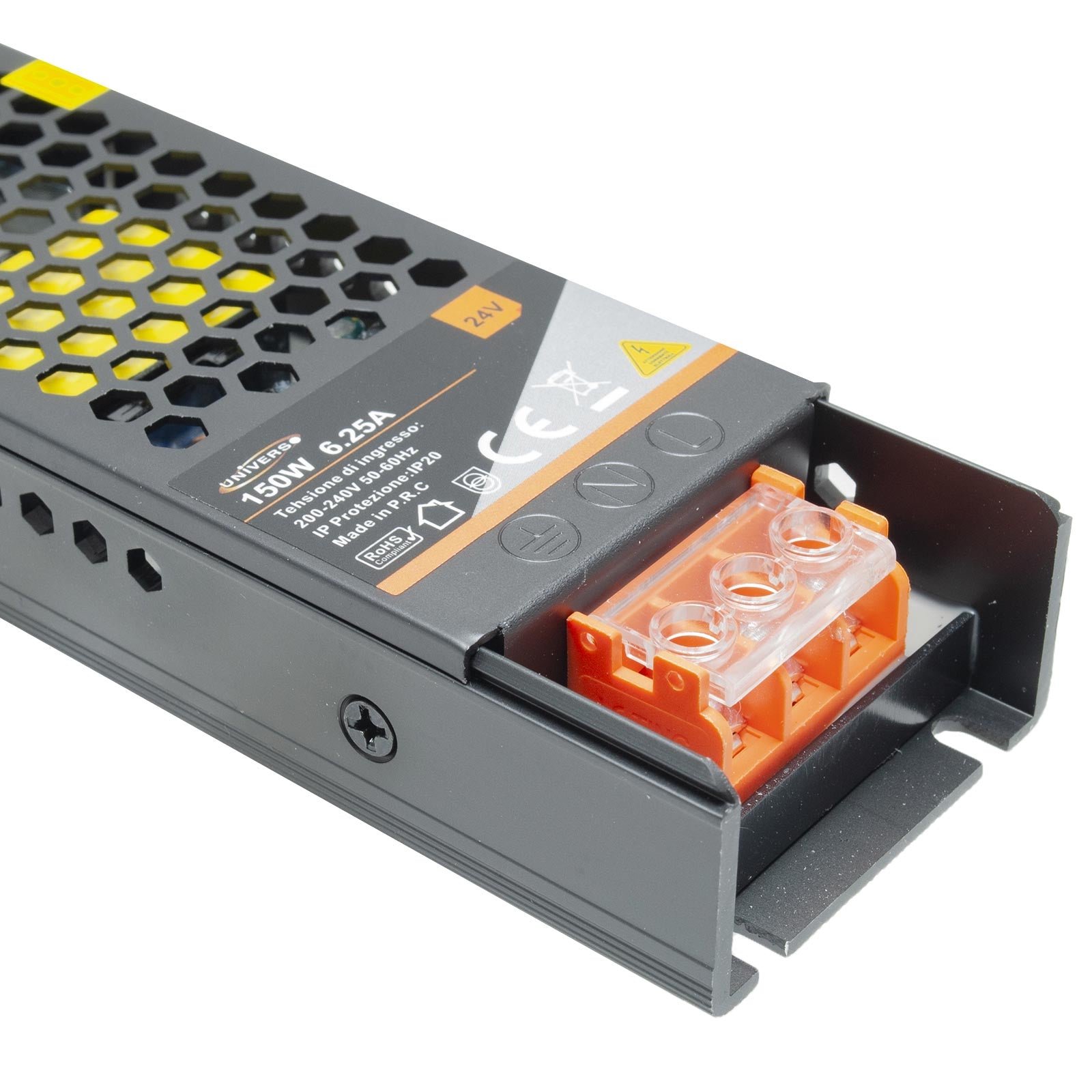 Alimentatore stabilizzato 150W slim trasformatore strisce LED 6.25A 230V a 24V strisce LED