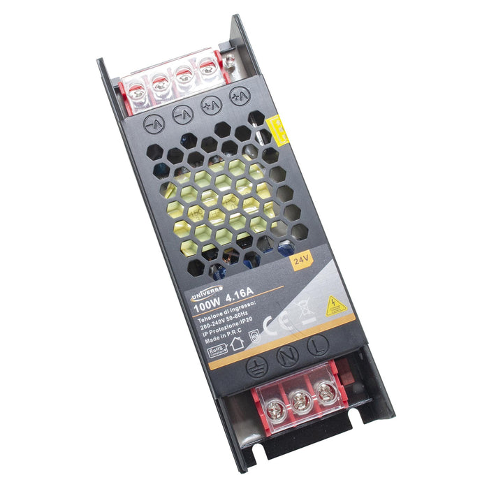 Alimentatore stabilizzato 2 uscite 100W slim trasformatore 24V 4.2A strisce LED