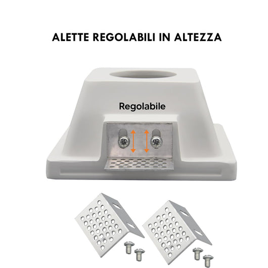 Porta faretto quadrato in gesso verniciabile incasso retrocesso soffitto effetto luce scomparsa 12x12cm