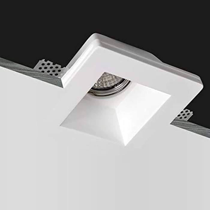 Porta faretto quadrato in gesso verniciabile incasso retrocesso soffitto effetto luce scomparsa 12x12cm